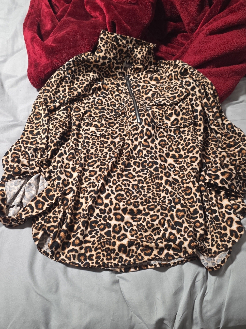 Leopard Print Half-Zip